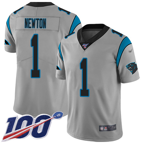 Carolina Panthers Limited Silver Youth Cam Newton Jersey NFL Football #1 100th Season Inverted Legend->women nfl jersey->Women Jersey